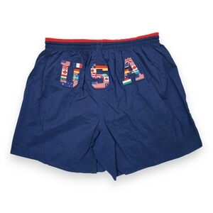 Vintage Speedo USA Patched Swim trunks Men's Size Large Blue ~ Drawstring‎